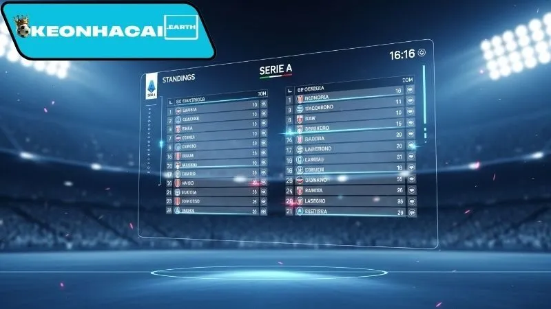 Bảng xếp hạng Serie A sân nhà 